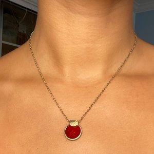 Gold Plated Necklace with Ruby Gem